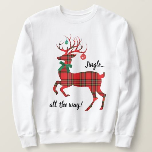 Red Kariert Rentier (Jingle!) Sweatshirt (Design vorne)