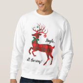 Red Kariert Rentier (Jingle!) Sweatshirt (Vorderseite)