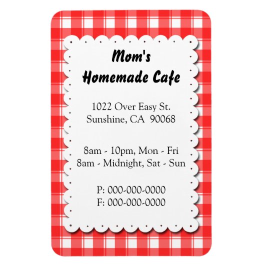 Red Kariert Restaurant Advertising Custom Magnet (Vertikal)