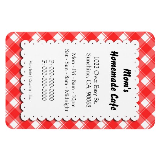 Red Kariert Restaurant Advertising Template Magnet (Horizontal)