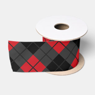 Red Kariert Ribbon Satinband
