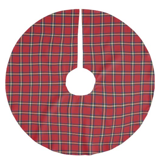 Red Kariert, Royal Stewart Tartan Polyester Weihnachtsbaumdecke (Vorderseite)