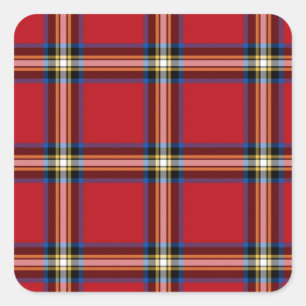 Red Kariert, Royal Stewart Tartan Quadratischer Aufkleber