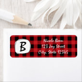 Red Kariert Rustic Frame Holiday Address Labels (Insitu)