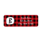 Red Kariert Rustic Frame Holiday Address Labels (Vorne)