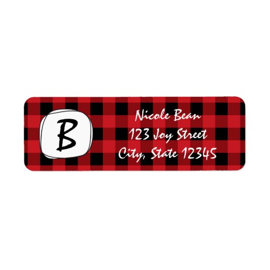 Red Kariert Rustic Frame Holiday Address Labels (Vorne)