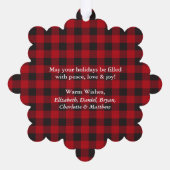 Red Kariert Rustic Frohe Weihnachten Foto Ornament Karte (Rückseite)