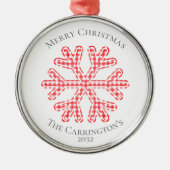 Red Kariert Rustic Snowflake Frohe Weihnachtsbezei Ornament Aus Metall (Vorne)