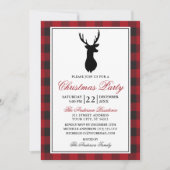 Red Kariert Rustic Weihnachts-Party Einladung (Vorderseite)