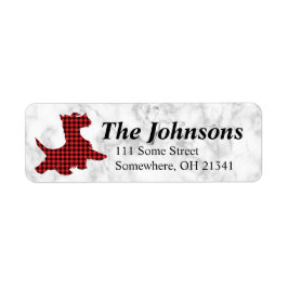 Red Kariert Scottie Dog White Marble Address Label