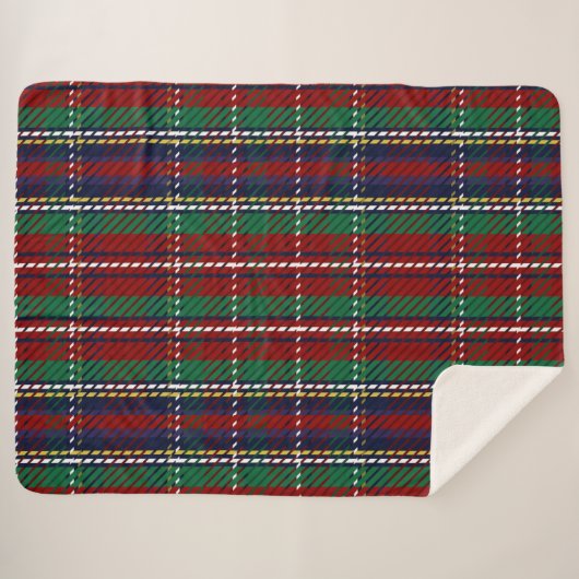 Red Kariert Scottish Rustic Flannel Print Sherpadecke (Vorderseite (Horizontal))
