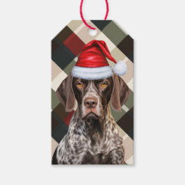 Red Kariert Shorthair Pointer Dog über Weihnachten Geschenkanhänger