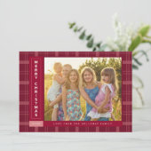 Red Kariert Sidebar Feiertagskarte (Stehend Vorderseite)