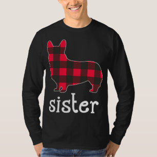 Red Kariert Sister Corgi Christmas Matching Family T-Shirt