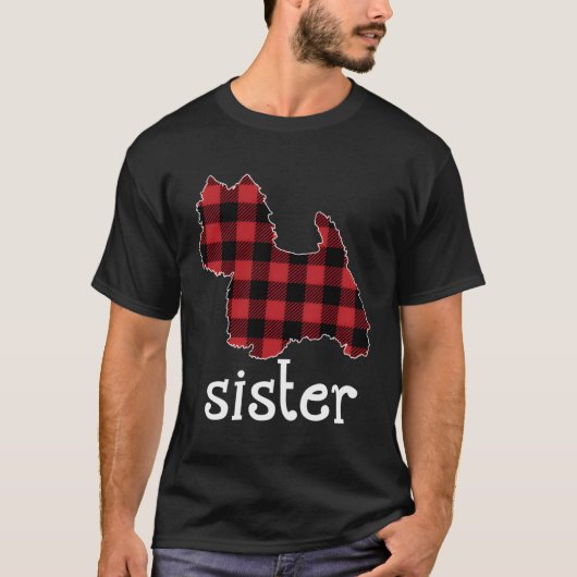 Red Kariert Sister Westie Vater Matching Family Pa T-Shirt (Vorderseite)