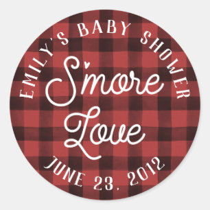 Red Kariert S'more Liebe Babydusche Sticker