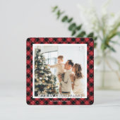 Red Kariert Snow Foto Frohe Weihnachten (Stehend Vorderseite)
