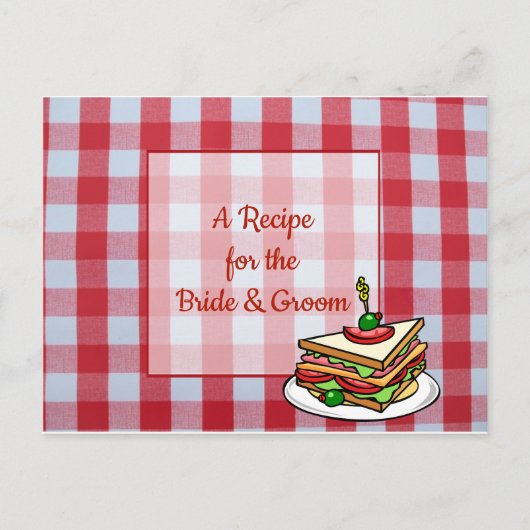 Red Kariert Tablecloth Wedding Rezept Card Postkarte (Vorderseite)