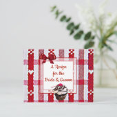 Red Kariert Tablecloth Wedding Rezept Card Postkarte (Stehend Vorderseite)