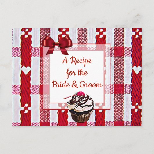 Red Kariert Tablecloth Wedding Rezept Card Postkarte (Vorderseite)