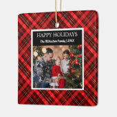 Red Kariert Tartan Foto Frohe Weihnachten Keramikornament (Links)