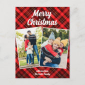 Red Kariert Tartan Frohe Weihnachten 2 Foto (Vorderseite)