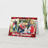 Red Kariert Tartan Frohe Weihnachten 3 Foto geklap (Vorderseite)