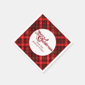 Red Kariert Tartan Frohe Weihnachten Custom Party Serviette (Ecke)