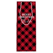 Red Kariert Tartan Name Christmas Geschenktüte Für Weinflaschen (Rückseite)