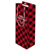 Red Kariert Tartan Name Christmas Geschenktüte Für Weinflaschen (Vorderseite Schrägansicht)