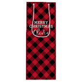 Red Kariert Tartan Name Christmas Geschenktüte Für Weinflaschen (Vorderseite)