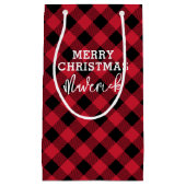 Red Kariert Tartan Name Christmas Kleine Geschenktüte (Vorderseite)