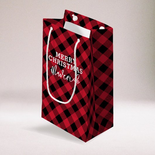 Red Kariert Tartan Name Christmas Kleine Geschenktüte