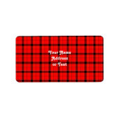Red Kariert Tartan Pattern Adressaufkleber (Vorne)