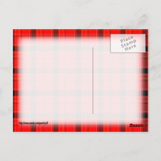 Red Kariert Tartan Pattern Postkarte (Rückseite)