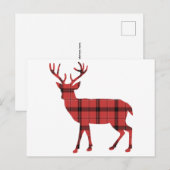 Red Kariert Tartan Pattern Weihnachtsfest Hirsch Feiertagspostkarte (Vorne/Hinten)