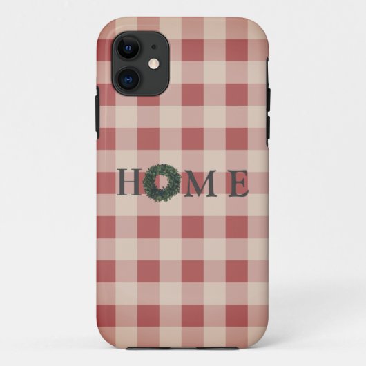 Red Kariert Typografy ZUHAUSE Country Pattern Case-Mate iPhone Hülle (Rückseite)