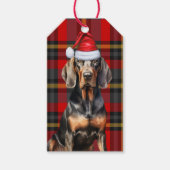 Red Kariert und Coonhound Dog Lover Weihnachten Geschenkanhänger (Vorderseite)