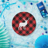 Red Kariert und White Stag | Urlaub Pappteller (Party)