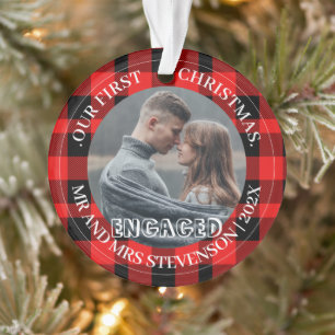 Red Kariert Unser erstes Weihnachtsfest Mr. und Mr Ornament