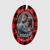 Red Kariert Unser erstes Weihnachtsfest Mr. und Mr Ornament (Vorderseite)