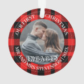 Red Kariert Unser erstes Weihnachtsfest Mr. und Mr Ornament (Rückseite)