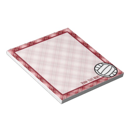 Red Kariert Volleyball Notizblock (angewinkelt)