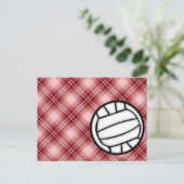 Red Kariert Volleyball Postkarte (Stehend Vorderseite)
