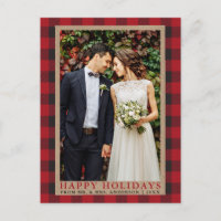 Red Kariert Wedding Foto Happy Holidays Kraft