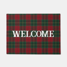 Red Kariert Welcome Doormat