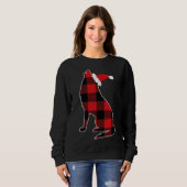Red Kariert Wolf Weihnachtsmannmütze Christmas Paj Sweatshirt (Vorne ganz)