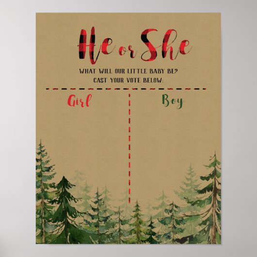 Red Kariert Wood Lumberjack Voting Board Poster (Vorne)