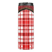 Red Kariert Zipper Thermosbecher (Rückseite)