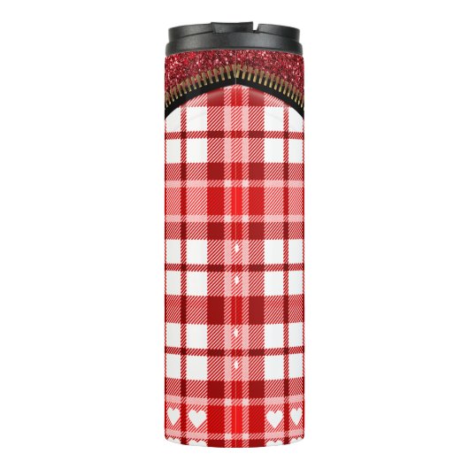 Red Kariert Zipper Thermosbecher (Rückseite)